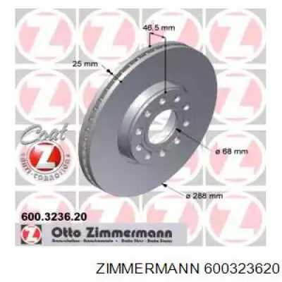 Диск гальмівний передній Zimmermann 600323620
