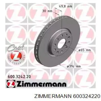 Диск переднього гальма Zimmermann 600324220 ціна, від 73.40 USD