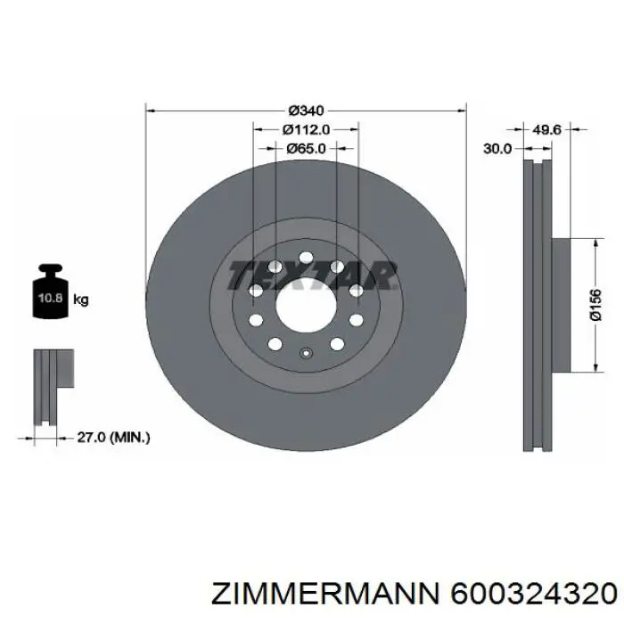 600324320 Zimmermann диск гальмівний передній
