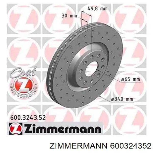 600324352 Zimmermann диск гальмівний передній