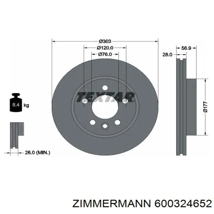 Купити 600324652 Zimmermann Ротор гальмівний