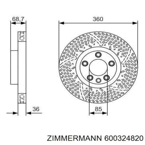 Диск переднього гальма Zimmermann 600324820 ціна, від 133.49 USD