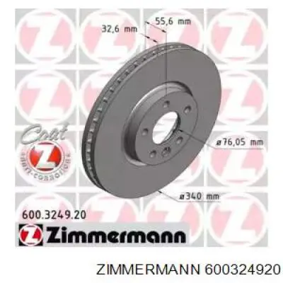 Гальмівні диски передні 600324920 Zimmermann
