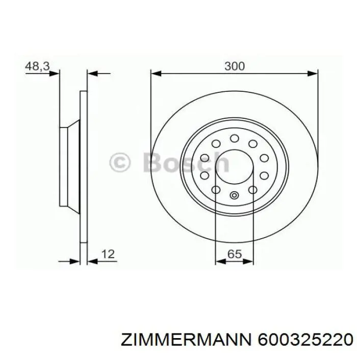 Купити 600325220 Zimmermann Диск заднього гальма
