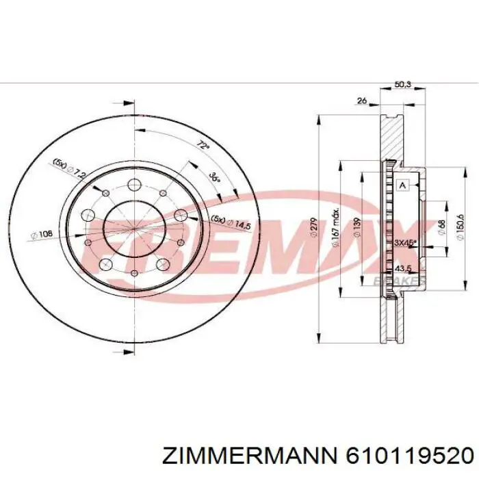 610119520 Zimmermann Гальмо дискове переднє