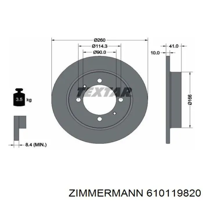 610119820 Zimmermann диск гальмівний задній