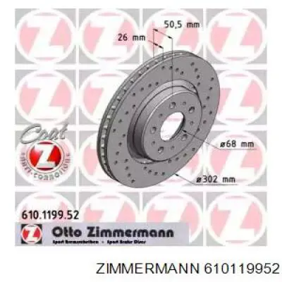 Диск гальмівний передній 610119952 Zimmermann