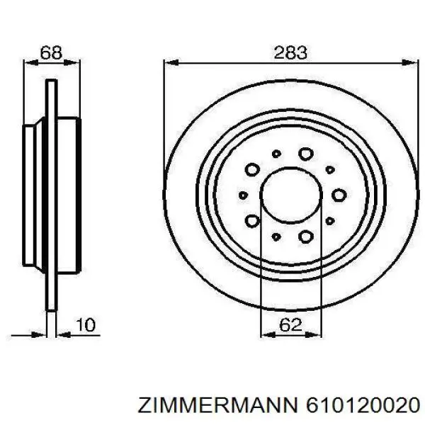 610120020 Zimmermann диск гальмівний задній