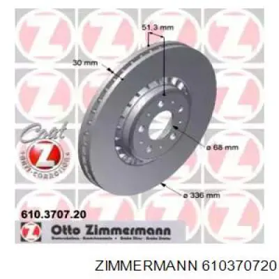 610370720 Zimmermann Гальмо дискове переднє