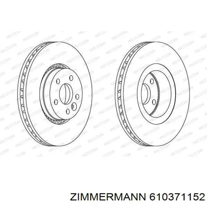 Диск переднього гальма Zimmermann 610371152 ціна, від 76.74 USD