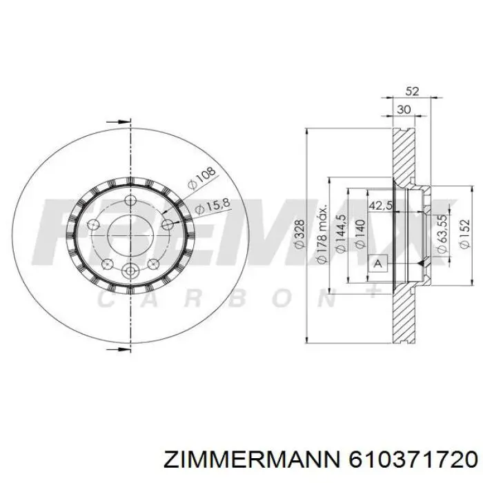 Диск переднього гальма Zimmermann 610371720 ціна, від 92.03 USD