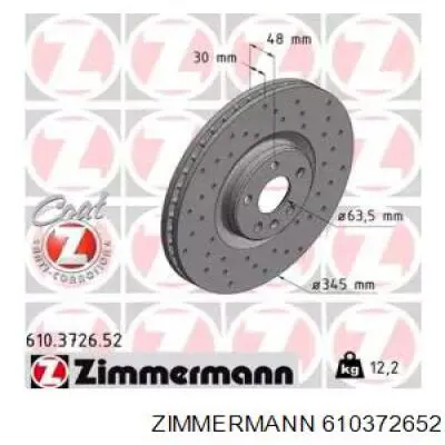 Диск переднього гальма Zimmermann 610372652 ціна, від 141.08 USD