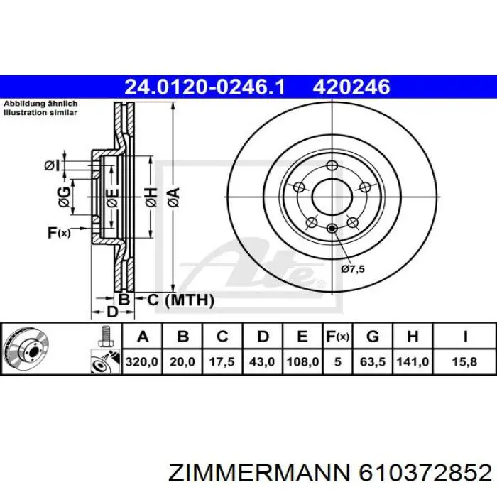 Диск гальмівний задній 610372852 Zimmermann