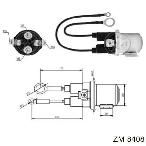 Купити ZM8408 ZM Втягуюче реле стартера