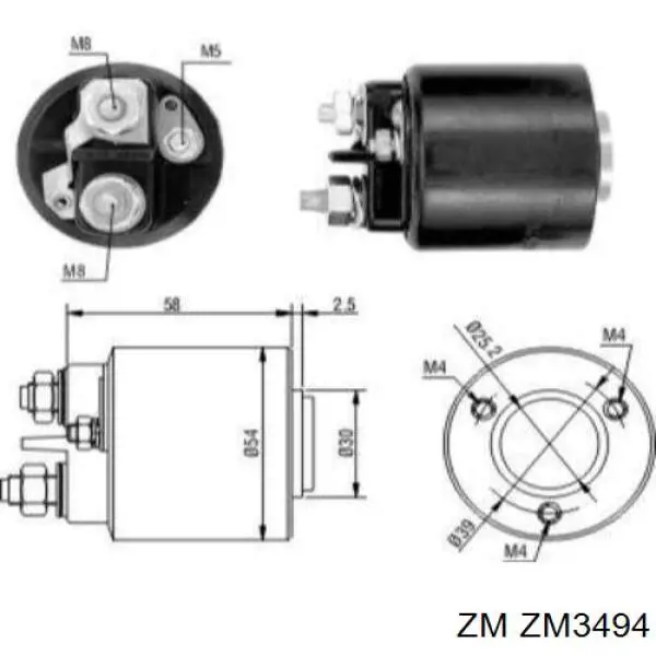 Реле втягуюче стартера ZM3494 ZM