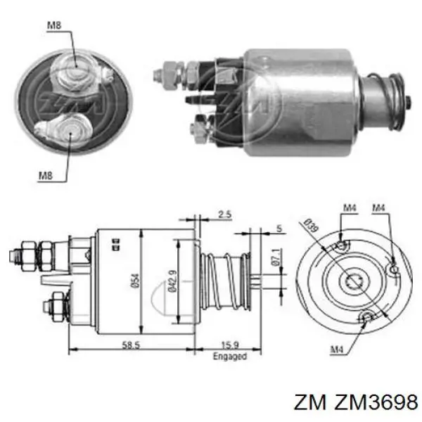 Купити ZM3698 ZM Втягуюче реле стартера