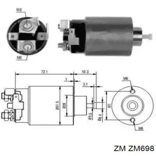 Реле втягуюче стартера ZM698 ZM