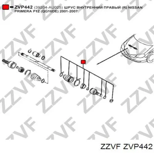 ZVP442 Zzvf шрус внутрішній, передній