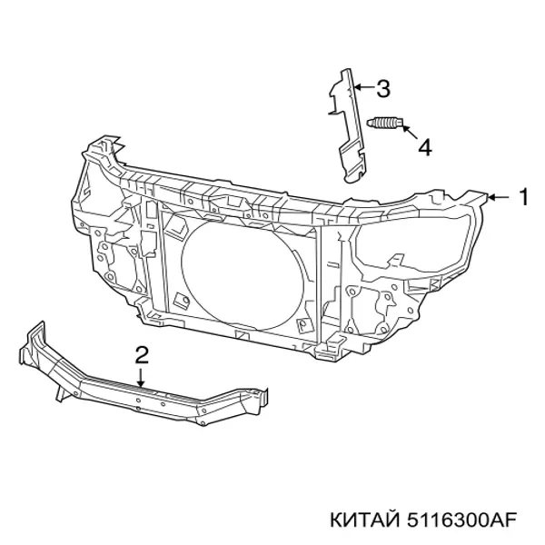 Супорт радіатора в зборі/монтажна панель кріплення фар 5116300AF China