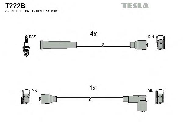 Дріт високовольтний, комплект T222B Tesla