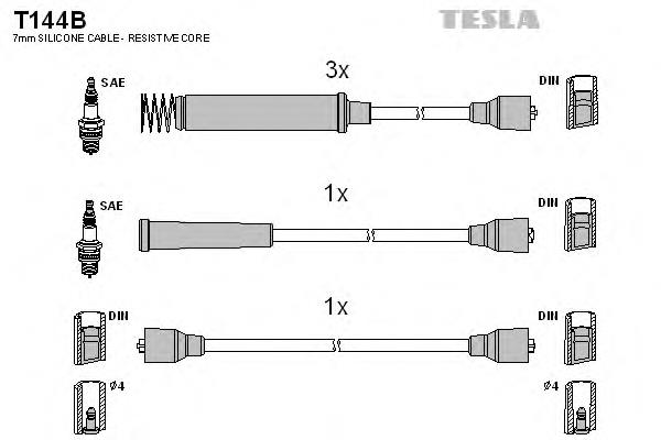 Дріт високовольтний, комплект T144B Tesla