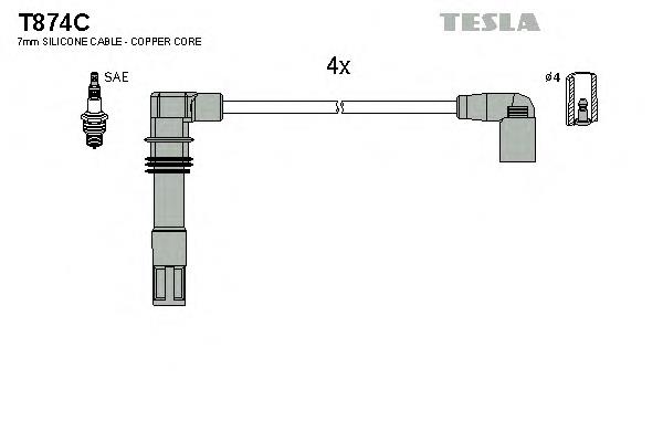 T874C Tesla дріт високовольтні, комплект