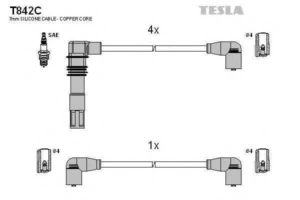 T842C Tesla дріт високовольтні, комплект