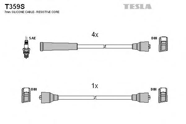 Дріт високовольтний, комплект T359S Tesla