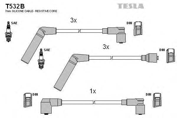 Дріт високовольтний, комплект T532B Tesla