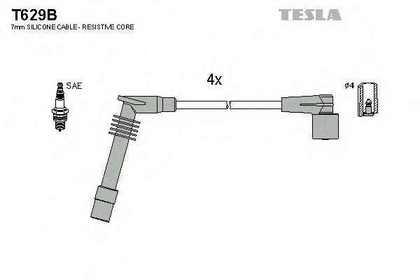 Дріт високовольтні, комплект T629B Tesla