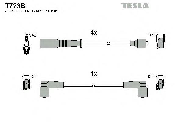 T723B Tesla дріт високовольтні, комплект