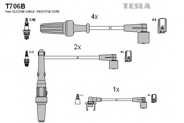 T706B Tesla кабель високовольтний, циліндр №5