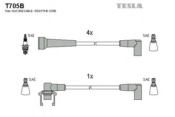 Дріт високовольтний, комплект T705B Tesla