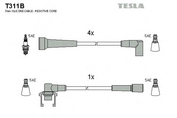 Дріт високовольтний, комплект T311B Tesla