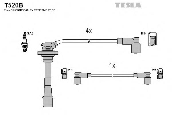 T520B Tesla дріт високовольтні, комплект