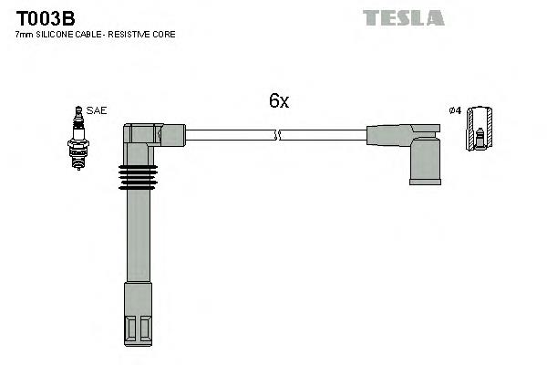 Дріт високовольтний, комплект T003B Tesla