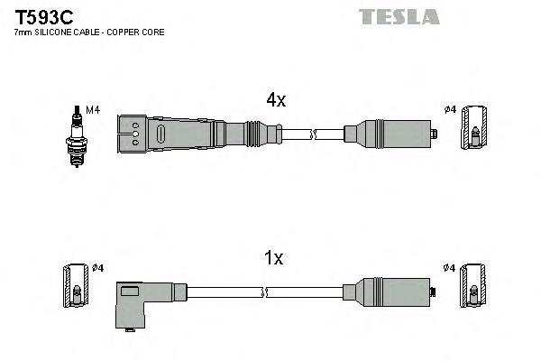 Дріт високовольтний, комплект T593C Tesla