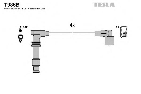 T986B Tesla дріт високовольтні, комплект
