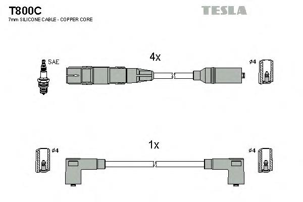 T800C Tesla дріт високовольтні, комплект