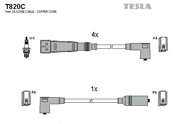 Дріт високовольтний, комплект T820C Tesla