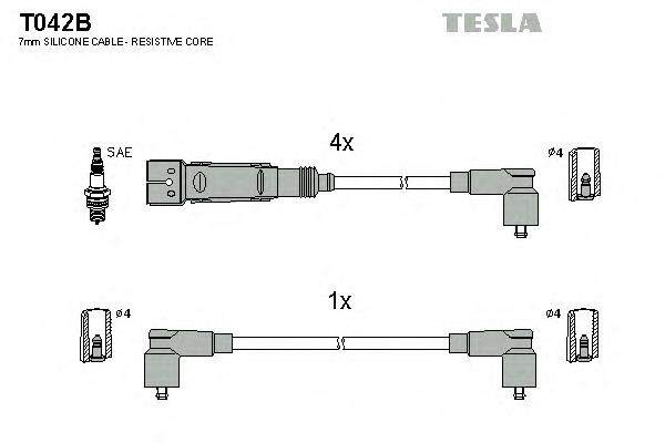 T042B Tesla дріт високовольтні, комплект