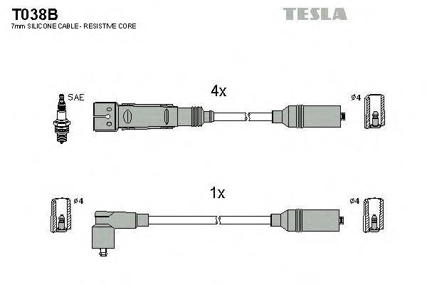 T038B Tesla Проводи високовольтні
