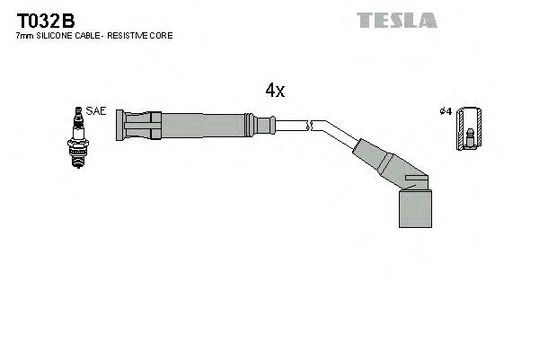 T032B Tesla дріт високовольтні, комплект