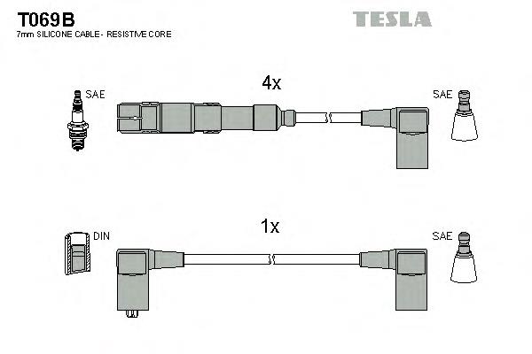 T069B Tesla дріт високовольтні, комплект