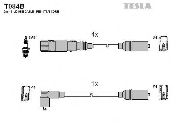 Дріт високовольтний, комплект T084B Tesla