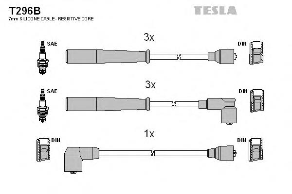 Дріт високовольтні, комплект T296B Tesla