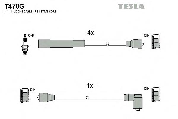 Дріт високовольтні, комплект T470G Tesla