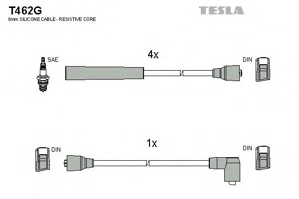 Дріт високовольтні, комплект T462G Tesla