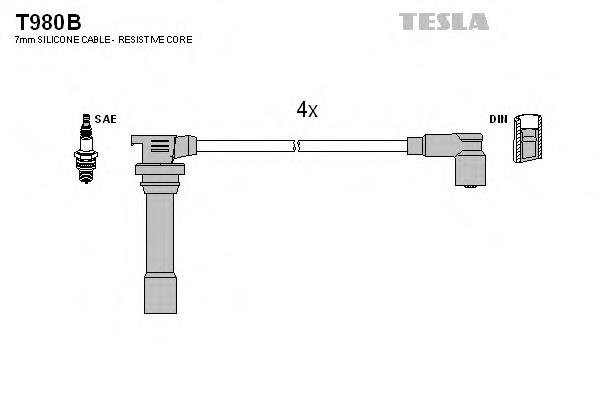 Дріт високовольтний, комплект T980B Tesla