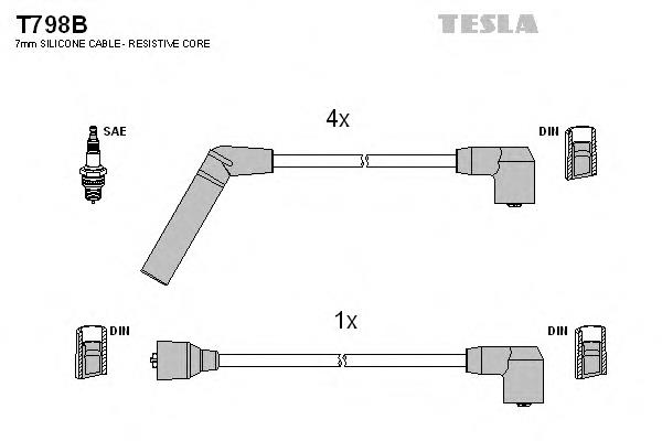 Дріт високовольтний, комплект T798B Tesla